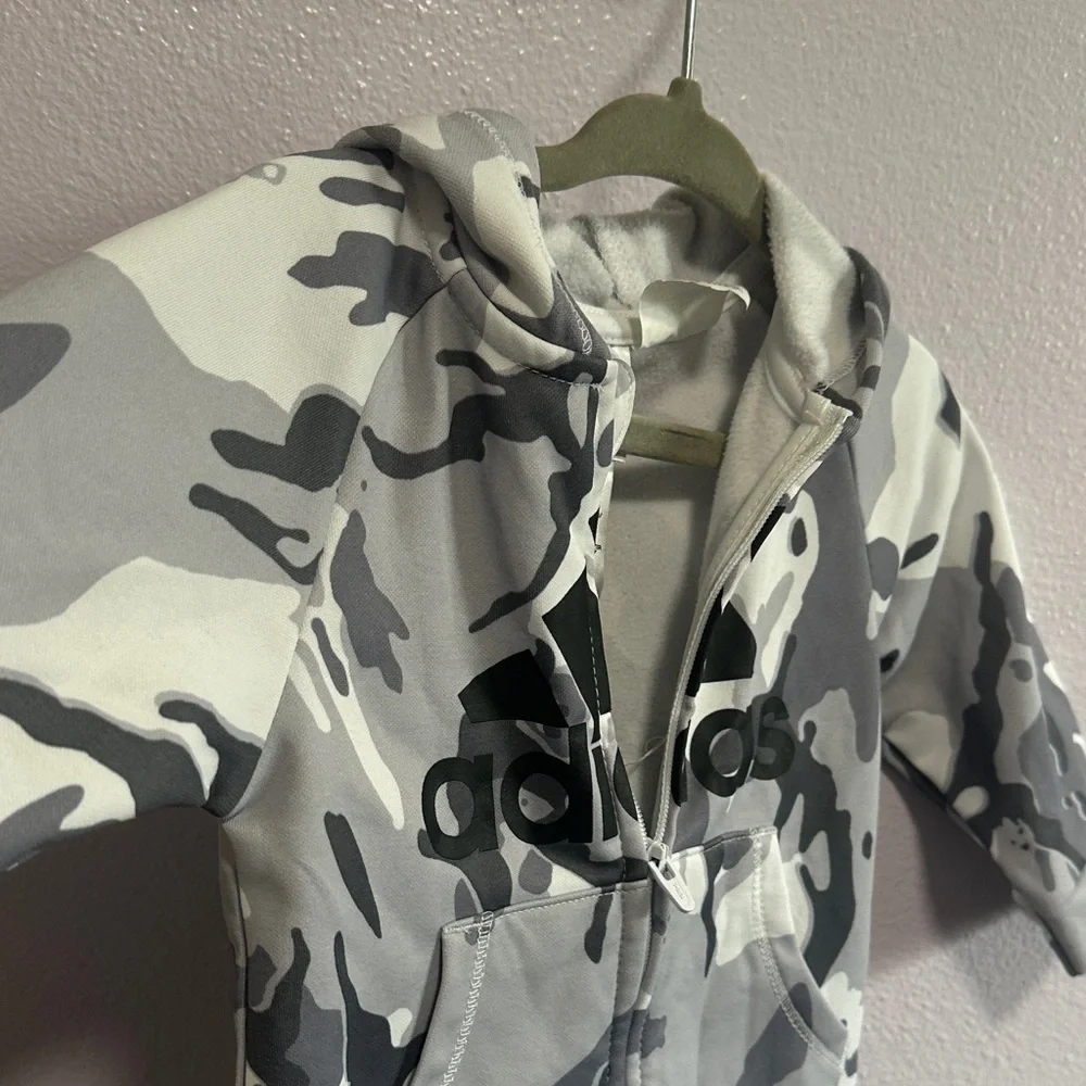 Adidas Black and Gray Camo Infant Hoodie Jumpsuit